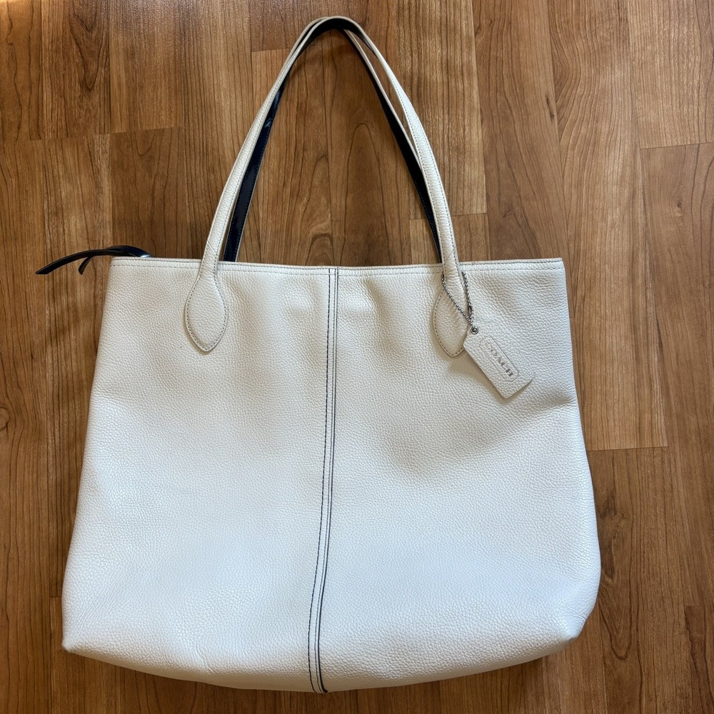 Coach XL Leather Shopper Travel Tote 29429 Parchment Pebble Leather